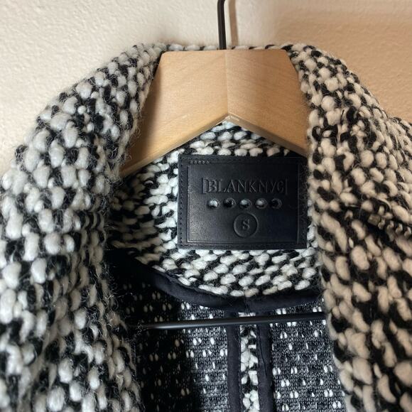 NEW Blank NYC Friend Zone Black White Knit Moto Jacket Size Small Wool Blend - Picture 3 of 9
